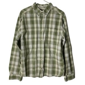 Nwot Wolverine Mens Large Green Marine Plaid Twill Button Down Cotton Shirt